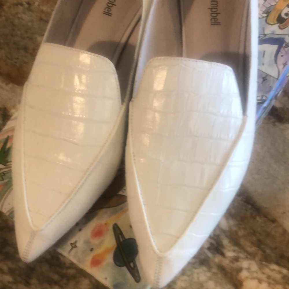 Jeffrey Campbell Viona white croc leather pointed-toe flats 9.5m like NEW - Picture 6 of 7
